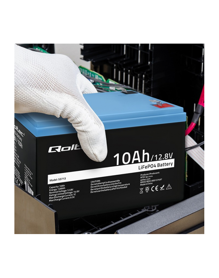 qoltec Akumulator LiFePO4 litowo-żelazowo-fosforanowy | 12.8V | 10Ah |  128Wh | BMS główny