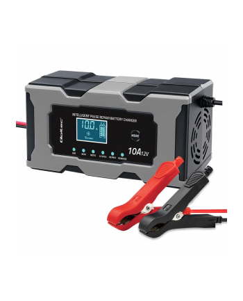 qoltec Mikroprocesorowa ładowarka 12V 10A | Prostownik z funkcją naprawy do akumulatora AGM GEL LiFePO4 | LCD nr 1