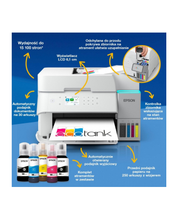 epson Urządzenie wielofunkcyjne L6376 ITS białe A4/35ppm/W(LAN)/ADF2Scopy/100k