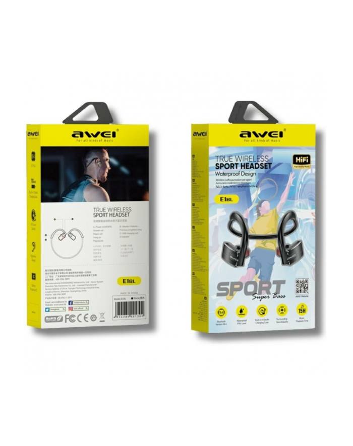 awei Słuchawki Bluetooth E1BL sportowe Czarne główny