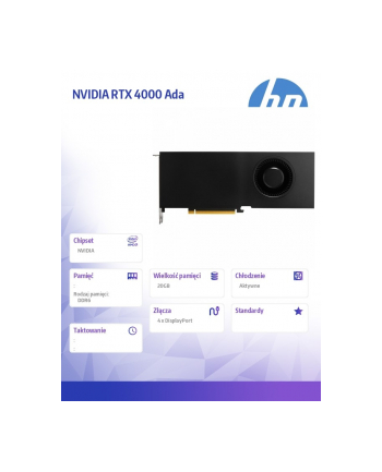 hp inc. Karta graficzna NVIDIA RTX 4000 Ada 20GB 4DP 8D6B7AA