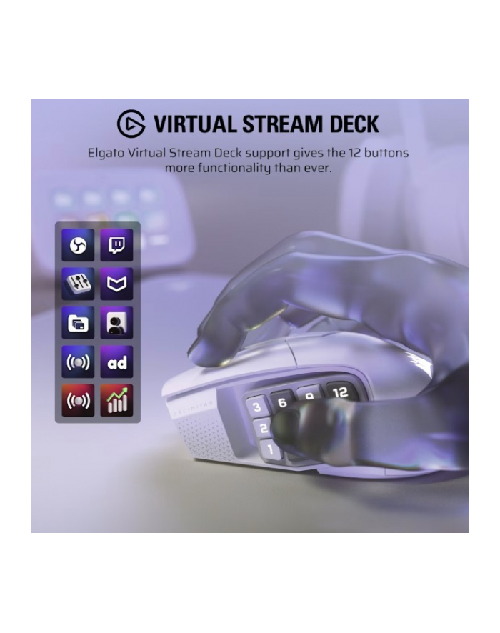 corsair Mysz bezprzewodowa Scimitar Elite Wireless SE White 33000 DPI główny