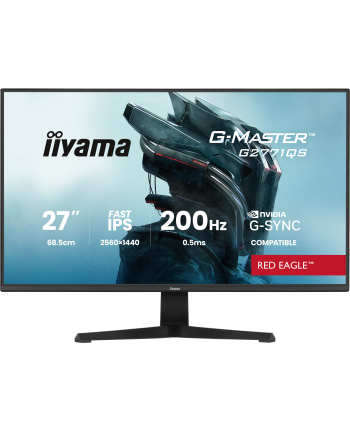 iiyama Monitor 27 '' G2771QS-B1  QHD,Fast IPS,DP,2xHDMI,200Hz,           350cd,Adaptive G-SYNC - 2560 x 1440 @48-200Hz DisplayPort Only nr 1