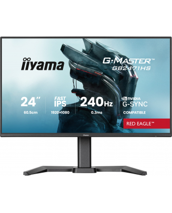 iiyama Monitor 23,8 cala GB2471HS-B1 Fast IPS,FHD,240Hz,2xHDMI,DP, 350cd, HAS(150) PIVOT, Adaptive G-SYNC - 1920 x 1080 @48-240Hz  DisplayPort Only