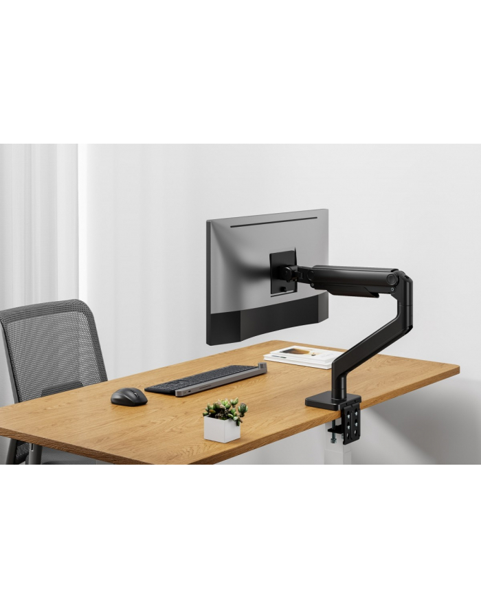 digitus Uchwyt ramię biurkowe pojedyncze z zaciskiem i sprężyną mechaniczną 1x LCD max. 49' 20kg, VESA: 75x75, 100x100, czarne główny