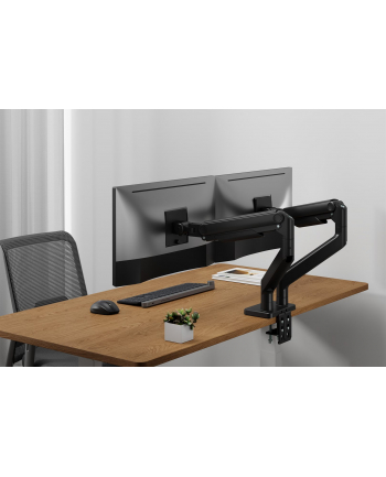 digitus Uchwyt biurkowy podwójny z zaciskiem i sprężyną mechaniczną 2x LCD max. 45' 2x 20kg, VESA: 75x75, 100x100