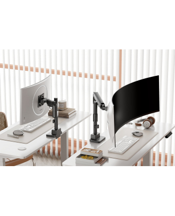 digitus Ramię biurkowe pojedyncze z zaciskiem i sprężyną gazową 1x LCD max. 57' 27kg, VESA: 75x75, 100x100, czarne