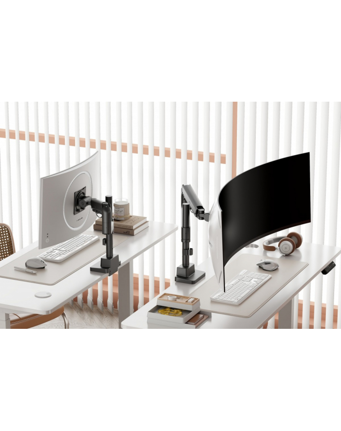digitus Ramię biurkowe pojedyncze z zaciskiem i sprężyną gazową 1x LCD max. 57' 27kg, VESA: 75x75, 100x100, czarne główny