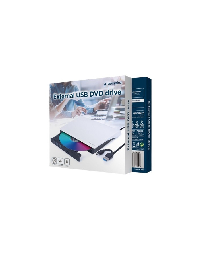 gembird Napęd DVD na USB zewnętrzny DVD-USB-031-BW czarno-biały główny