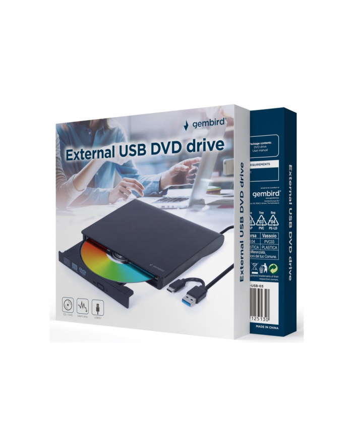 gembird Napęd DVD na USB zewnętrzny DVD-USB-031-BW czarno-biały główny