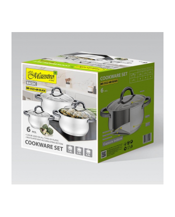 feel-maestro Komplet garnków z czarnymi uchwytami 6 elementów  MR-3522-6M-BLACK nr 2