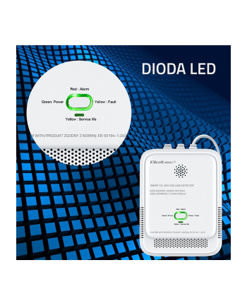 qoltec Czujnik wycieku gazu i tlenku węgla | alarm 85dB | LED