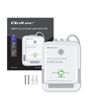 qoltec Czujnik wycieku gazu i tlenku węgla | alarm 85dB | LED