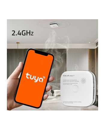 qoltec Czujnik dymu z baterią | Tuya | Wi-Fi | alarm 85dB | LED