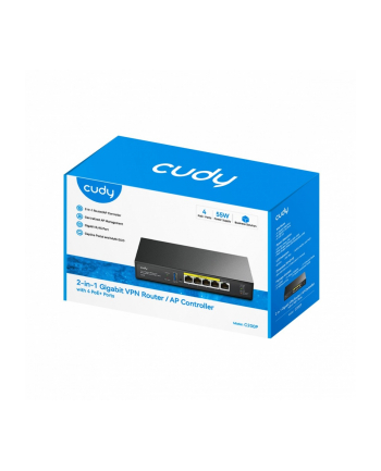 cudy Kontroler AP 2-in-1 SMB Router/ AP Controller 2-IN-1 SMB Router / AP Controller, 1 Gigabit Ethernet + 4 Gigabit PoE+ PSE Por + 1 US