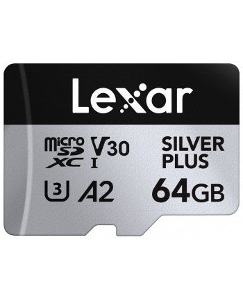 lexar Karta pamięci microSD 64GB C10 A2 U3 V30 205/100MB/s Silver Plus nr 1