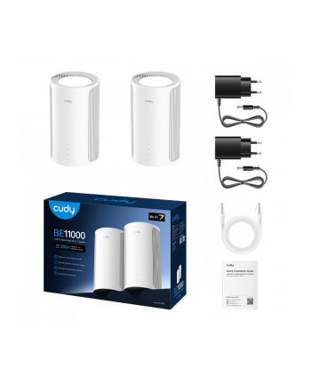cudy Router M11000 (2-pak) 2,5G Tri-Band Wi-Fi 7 Mesh Solution