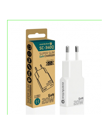 everactive Ładowarka sieciowa SUPER SLIM QC 3.0 20W 1XUSB 1XUSB-C biała SC-340Q nr 1