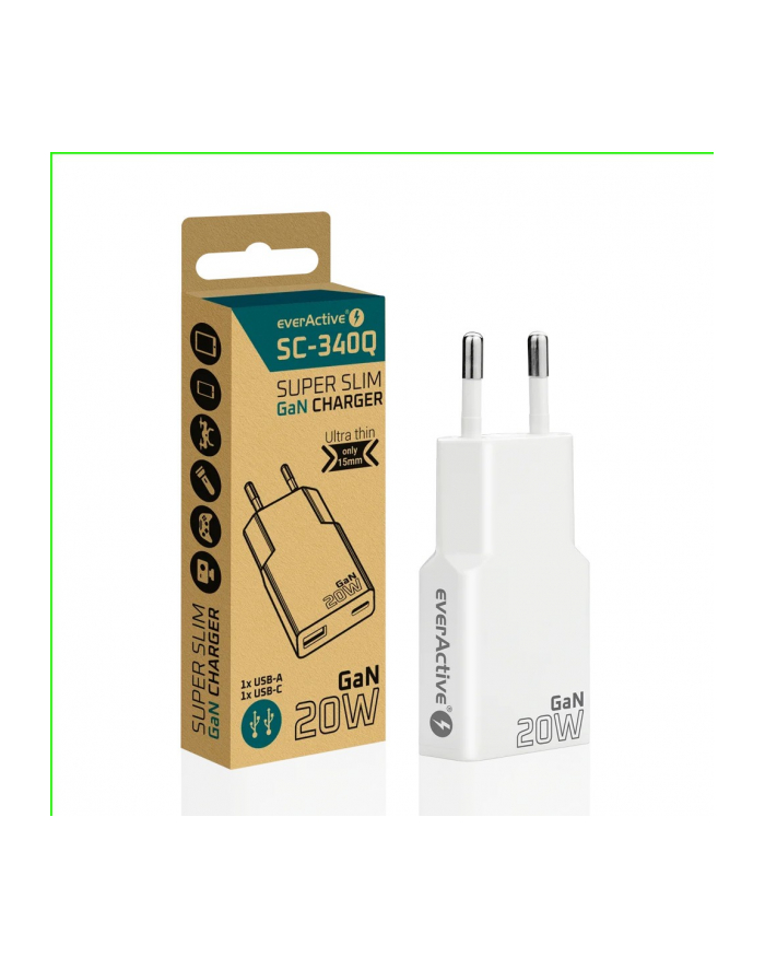 everactive Ładowarka sieciowa SUPER SLIM QC 3.0 20W 1XUSB 1XUSB-C biała SC-340Q główny