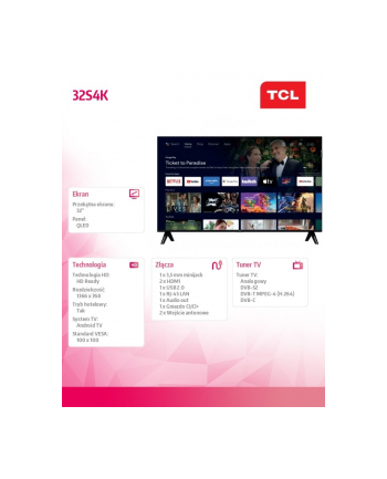 tcl Telewizor LED 32 cale 32S4K