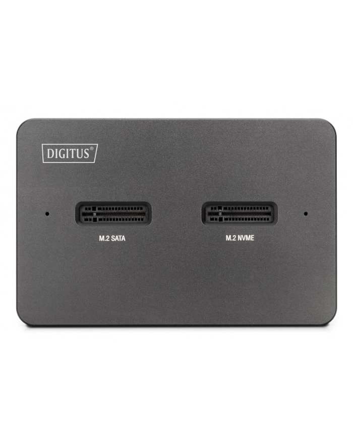 digitus Stacja dokująca USB-C 3.2 Gen2 dla dysków SSD M.2 Duo NVMe oraz SATA (max. 2x 4 TB) z czytnikiem kart SD-Express 7.1 (max. 2 TB), czarna główny