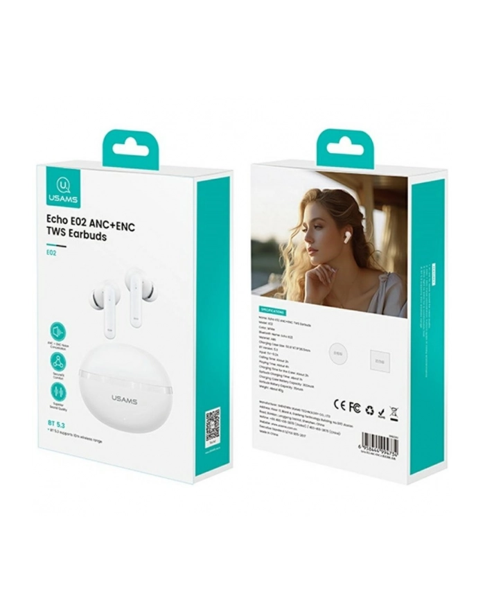 usams Słuchawki bluetooth TWS E02 ANC+ENC BIAŁY główny