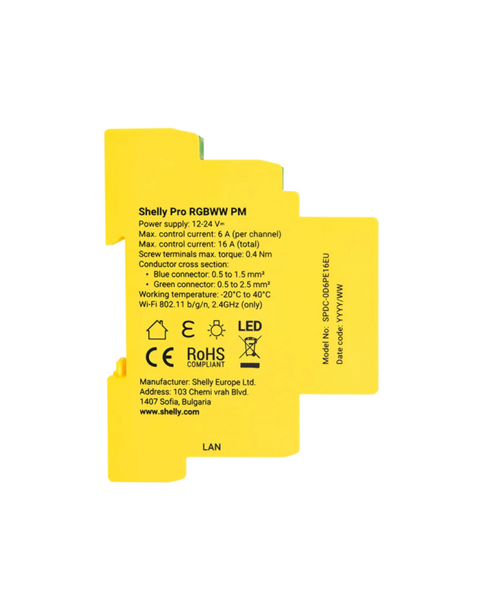Shelly Sterownik Oświetlenia Led Na Szynę Din Rgbww Pro Wifi 5-Kanałów główny