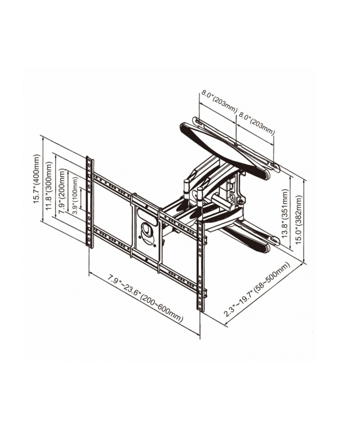 art Uchwyt do TV LCD/LED 40-75 '' 45KG AR-98 reg. pion i poziom                 58-500mm max VESA 600x400 główny