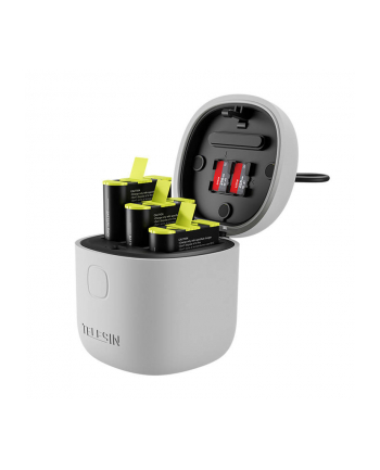 Wodoodporna ładowarka trójkanałowa Allin Box Telesin dla GoPro Hero 9 / Hero 10 + 3 akumulatory (GP-BTR-906-GY-B)