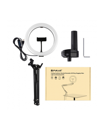 Puluz Stojak   Statyw Biurkowy Na Klips Led 26Cm Vlog Stream Telefon Pkt3090B