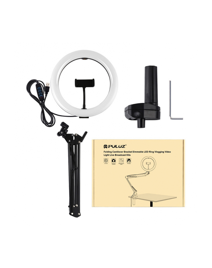 Puluz Stojak   Statyw Biurkowy Na Klips Led 26Cm Vlog Stream Telefon Pkt3090B główny