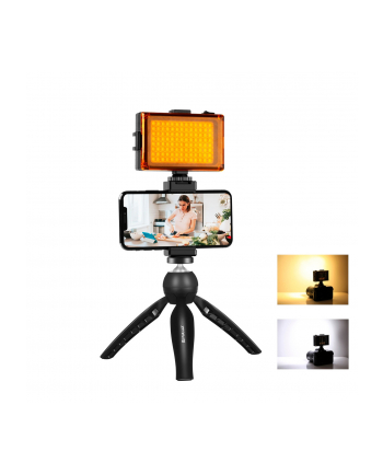 Puluz Zestaw do nagrywania live statyw + lampa LED + klamra na telefon PKT3131B nr 1