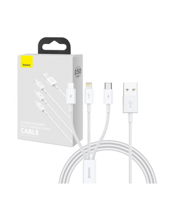 Baseus Szybkiego Ładowania Superior Data Usb Do M+L+C 3.5A 1Mwhite