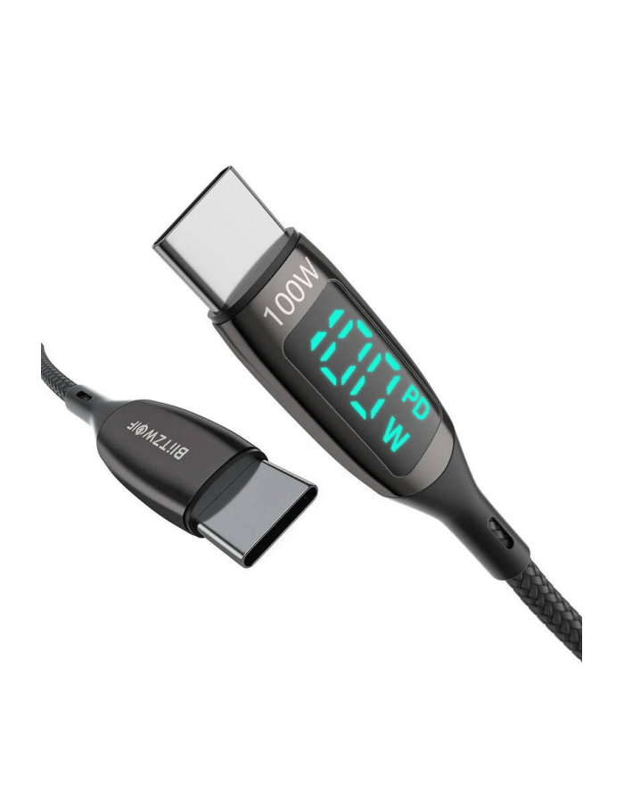 Kabel USB-C do USB-C BlitzWolf BW-TC23, z wyświetlaczem, 100W, 0.9m (czarny) główny