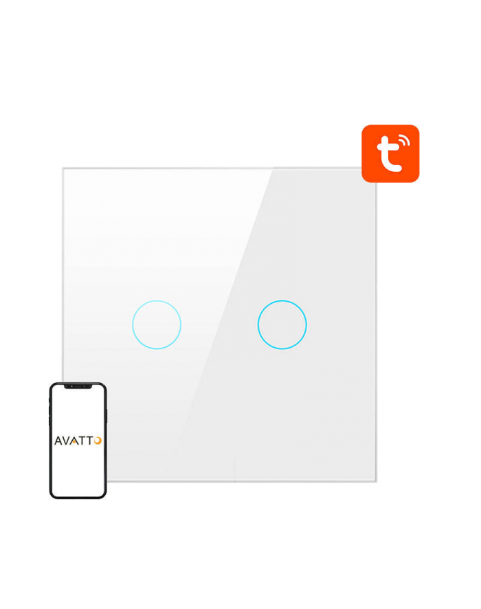 Avatto Włącznik Światła Zigbee Podwójny Tuya Biały ZTS02EUW2 główny