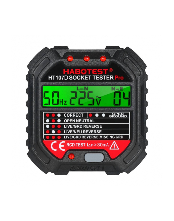 Habotest Tester Gniazd Z Wyświetlaczem Cyfrowym  Ht107D główny