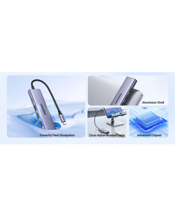 Ugreen Hub Usb Adapter Cm511 Usb-C Do Hdmi, 3X Usb-A 3.0, Sd/Tf (20956A) nr 2