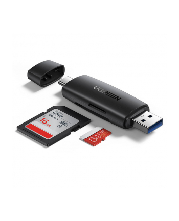 Ugreen Adapter USB + USB-C CM304 czytnik kart SD + microSD (czarny) (50541)