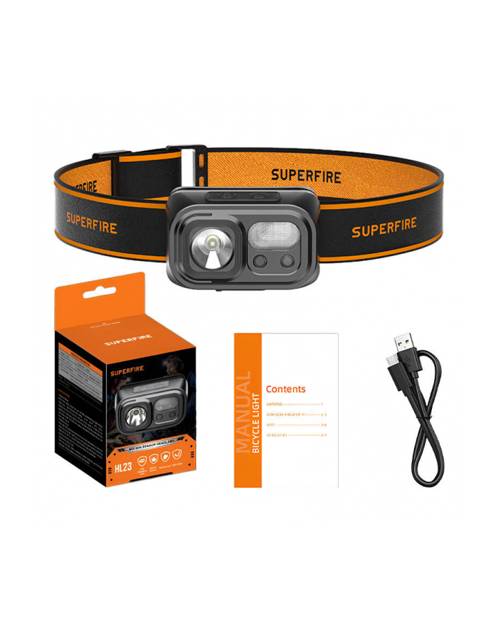 Superfire Latarka Czołowa Hl23 220Lm Usb C Hl23 główny