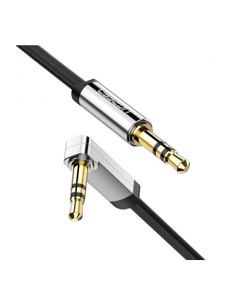 Ugreen Kątowy Kabel Mini Jack 3,5Mm Aux Płaski 1M (Czarny)