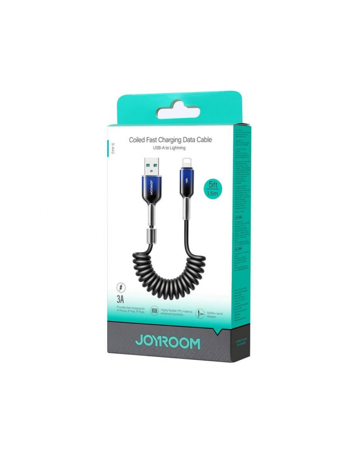 Joyroom Kabel Spiralny S A43 3A Usb A Lightning 1 5M Czarny Do Iphone główny