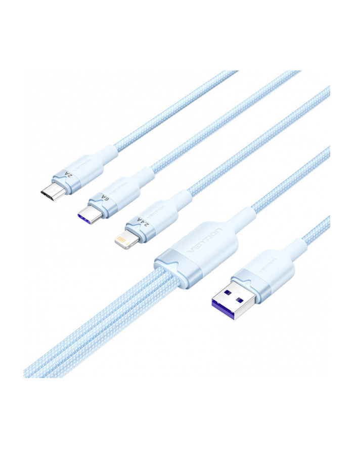 Vention Szybki Kabel Przewód Usb A 2 0 3W1 C Lightning Micro 1,5M główny