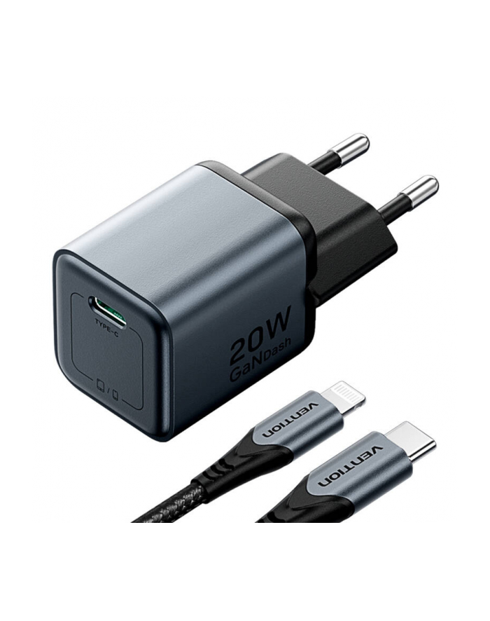 Gan Vention Usb C 20W Kabel L 1M Szara główny