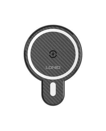 LDNIO Samochodowy uchwyt MA20 LDNIO z ładowarką indukcyjną 15W i metalowym pierścieniem, (czarny)