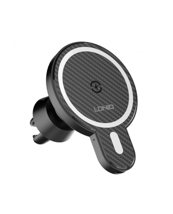 LDNIO Samochodowy uchwyt MA20 LDNIO z ładowarką indukcyjną 15W i metalowym pierścieniem, (czarny)
