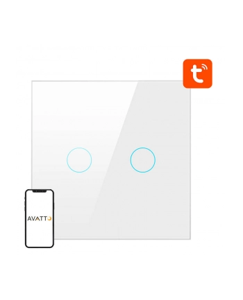 Avatto Włącznik Światła Zigbee Podwójny Tuya Biały ZTS02EUW2