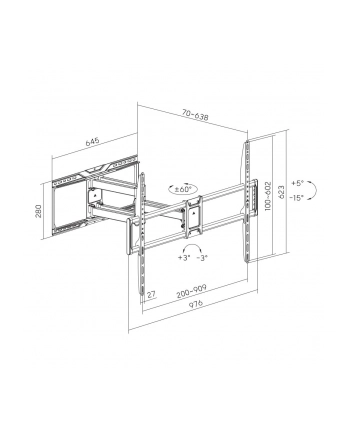 GEMBIRD Full-motion TV wall mount 60-120inch