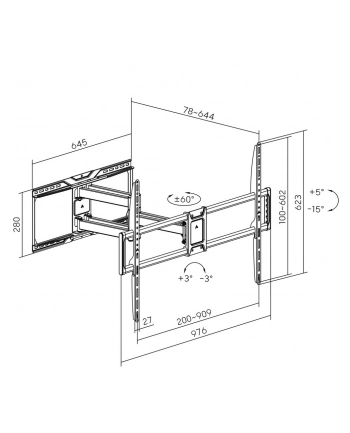 GEMBIRD Full-motion TV wall mount 60-120inch