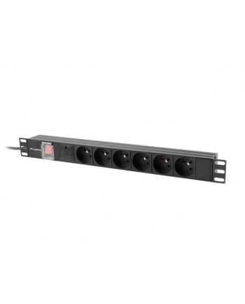 LANBERG listwa zasilajaca rack PDU 19inch 1U 16A 6x 230V PL 2m czarna