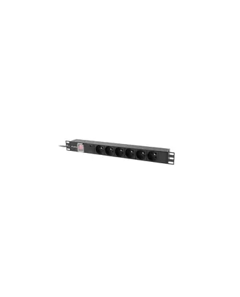 LANBERG listwa zasilajaca rack PDU 19inch 1U 16A 6x 230V PL 2m czarna